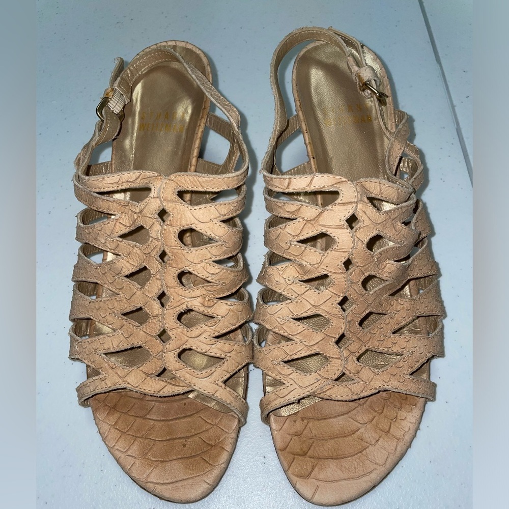 Stuart Weitzman Cage Heels NUDE HONEY Size 6.5